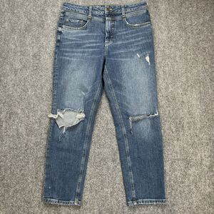 Anthropologie Pilcro Jeans Womens 30 Slim Ankle High Rise Distressed V Stitch